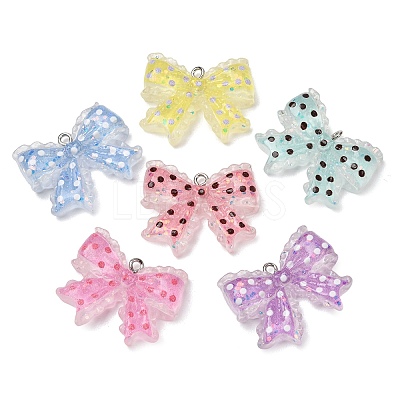 Transparent Resin & Paillette Pendants RE-CBAD357-01-1