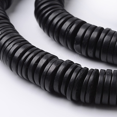 Dyed Natural Coconut Flat Round Bead Strands COCB-O003-12F-1