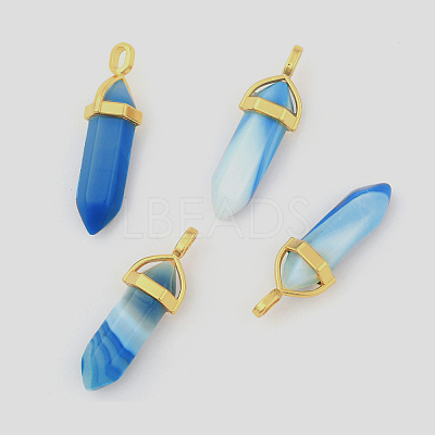 Natural Banded Agate Pointed Pendants G-G902-A09-1