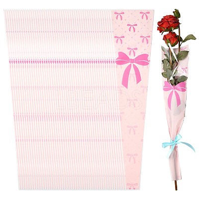 Bowknot Print Transparent PE Cone Flower Sleeves ABAG-FZC0002-001F-1