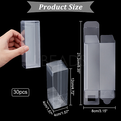 30Pcs Rectangle Transparent Plastic PVC Box Gift Packaging CON-NB0002-11-1