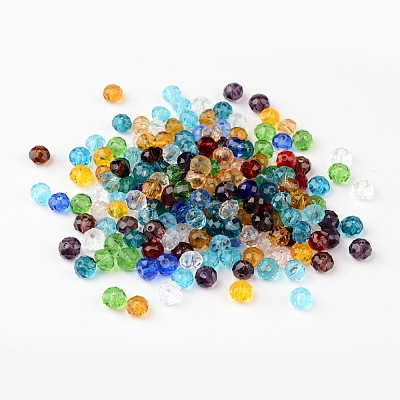 Faceted Rondelle Transparent Glass Beads GLAA-R152-6mm-M1-1