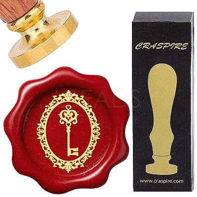 Brass Wax Seal Stamps with Wood Handle AJEW-WH0412-0189-1
