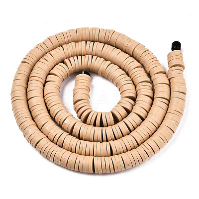 Flat Round Handmade Polymer Clay Bead Spacers CLAY-R067-4.0mm-37-1