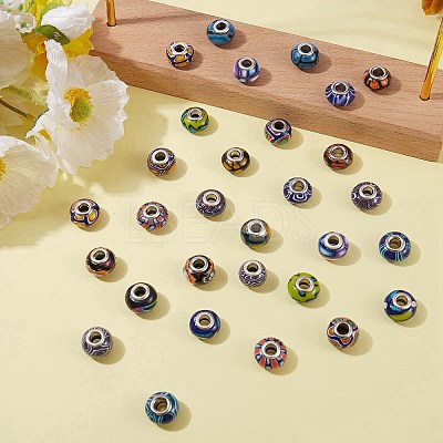 34Pcs 17 Colors Handmade Polymer Clay European Beads CLAY-SZ0001-52-1