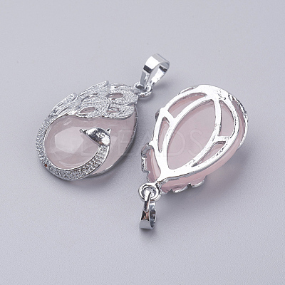 Natural Rose Quartz Pendants G-E442-04X-1