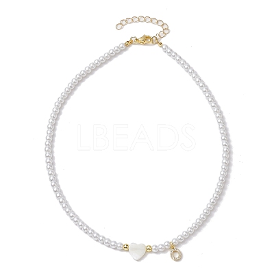Brass Micro Pave Grade AAA Cubic Zirconia Letter Pendant Necklaces NJEW-JN04771-15-1