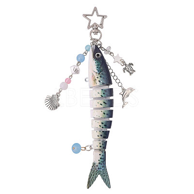1Pc Resin Fish Pendant Decorations HJEW-CA0001-78A-1