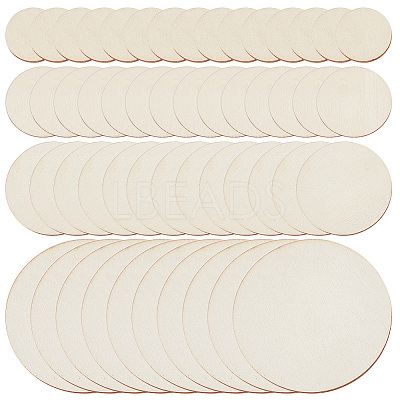 135Pcs 4 Styles Unfinished Wood Discs DIY-HY0001-78-1