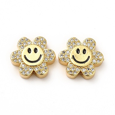 Rack Plating Brass Cubic Zirconia Beads KK-M232-01G-1