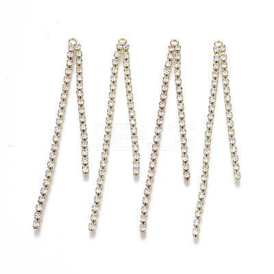 Brass Rhinestone Cup Chains Tassel Big Pendants X-KK-R129-08G-1