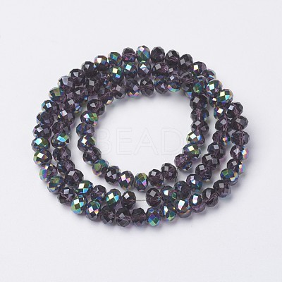 Electroplate Transparent Glass Beads Strands EGLA-A034-T6mm-Q09-1