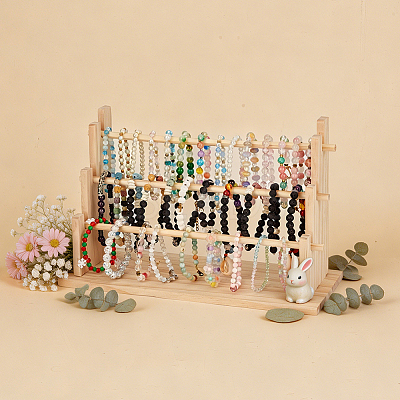 3-Tier Wood Bracelet Organizer Display Stands ODIS-WH0043-316-1