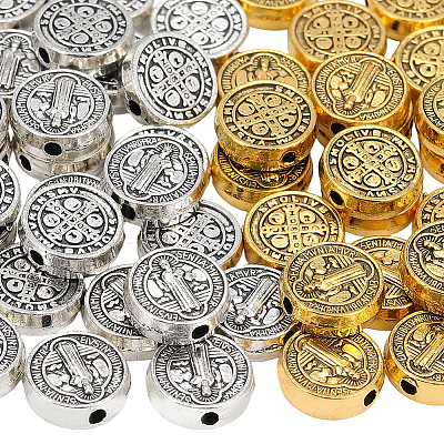 60Pcs 2 Colors Tibetan Style Alloy Beads EAER-SC0001-01-1