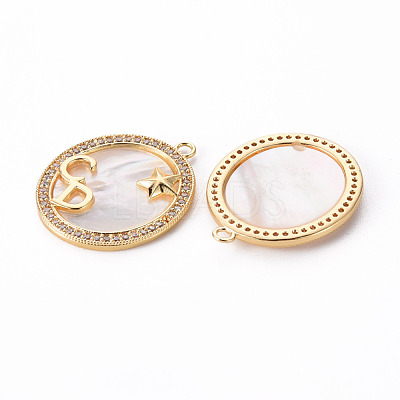 Brass Micro Pave Clear Cubic Zirconia Charms KK-Q765-018-NF-1