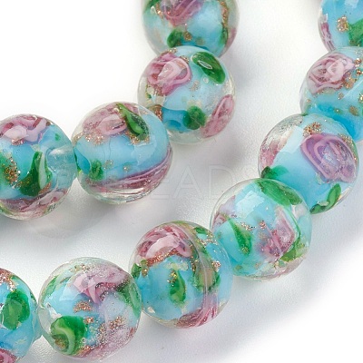 Handmade Gold Sand Lampwork Beads Strands LAMP-P051-D05-1