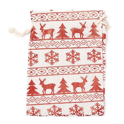 Christmas Theme Cotton Fabric Cloth Bag X-ABAG-H104-B12-1