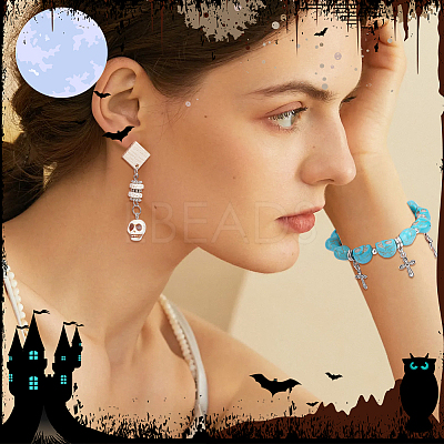 4 Strands 2 Colors Synthetical Turquoise Beads Strands TURQ-NB0001-16-1