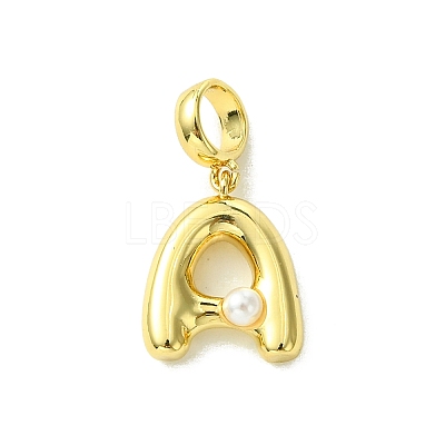 Rack Plating Brass with ABS Plastic Pearl European Dangle Charms KK-G501-02A-G-1