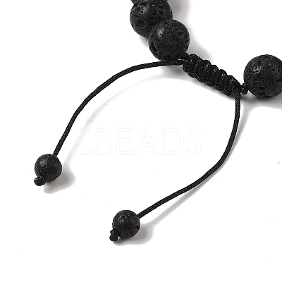10mm Round Natural Lava Rock Braided Bead Bracelets BJEW-C067-01C-09-1