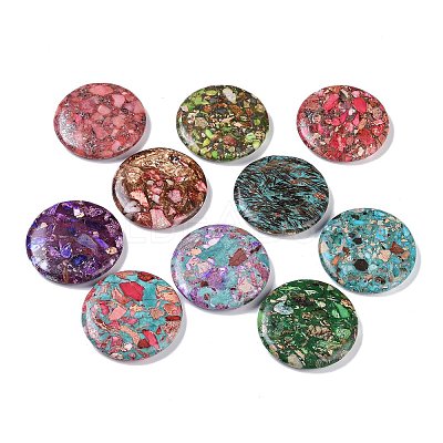 Dyed Synthetic Imperial Jasper Flat Round Figurines Ornaments G-P529-05-1