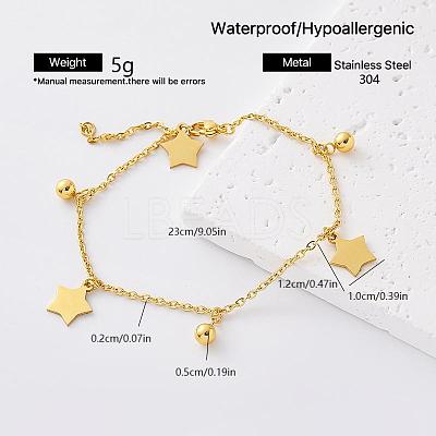 304 Stainless Steel Charm Anklets for Women HT7588-5-1