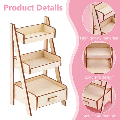 Mini Wood Storage Rack Furniture Model AJEW-WH0419-70-1