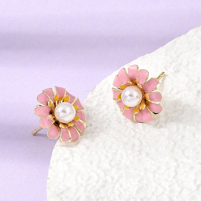 Brass Enamel Stud Earrings KK-CBA8324-27G-01-1