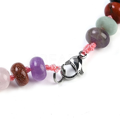 Natural Mixed Stone Rondelle Graduated Beaded Necklaces for Women Men NJEW-K388-02U-1