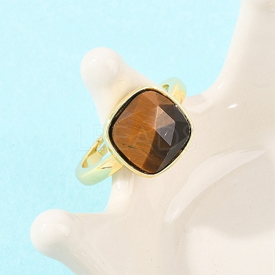 Natural Gemstone Finger Rings with Brass Findings G-H353-04G-1