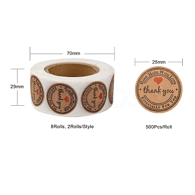 8 Rolls 4 Style Bake Theme Self-Adhesive Kraft Paper Stickers DIY-LS0003-42-1