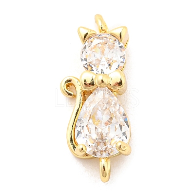 Brass Micro Pave Cubic Zirconia Kitten Links Connectors ZIRC-G157-50G-1
