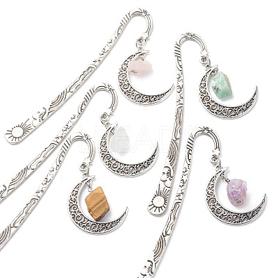 Mixed Natural Gemstone Raw Beads Bookmarks AJEW-JK00201-1