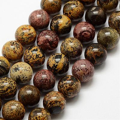 Natural Dendritic Jasper Beads Strands G-E382-07-6mm-1
