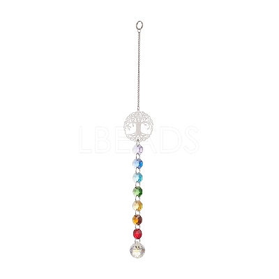 Glass Teardrop Window Hanging Suncatchers HJEW-JM00934-1