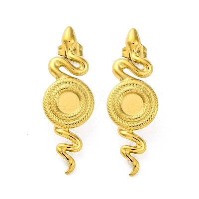 Ion Plating(IP) 304 Stainless Steel Snake Stud Earrings EJEW-K295-14G-1