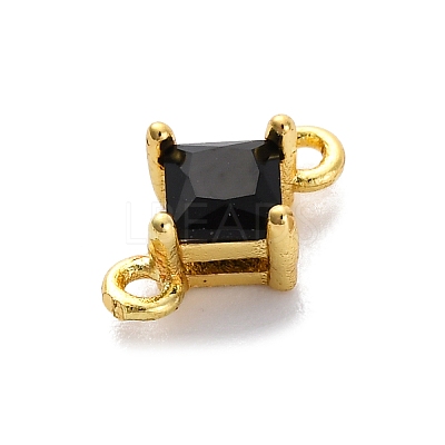 Brass Cubic Zirconia Rhombus Connector Charms KK-F894-12G-04-1