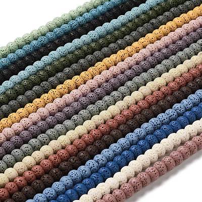 Natural Lava Rock Dyed Beads Strands G-Z036-B01-M-1