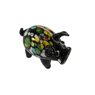 Handmade Lampwork 3D Pig Figurines PW-WG36639-06-1