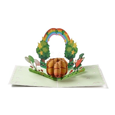Rectangle 3D Pop Up Paper Greeting Card AJEW-F065-01-1