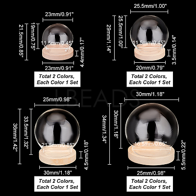 8 Sets 8 Style Round Glass Dome Cover AJEW-PH0004-87-1