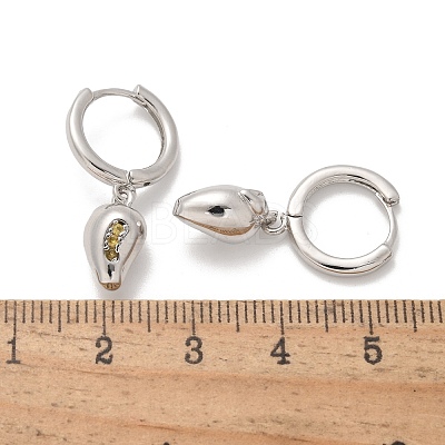 Brass Cubic Zirconia Hoop Earrings EJEW-Q015-01P-F-1