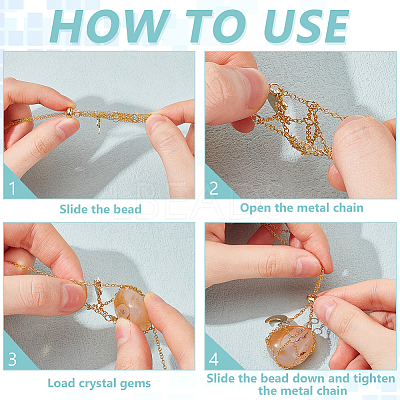 6Pcs Crystal Cage Holder Necklace NJEW-AB00036-1