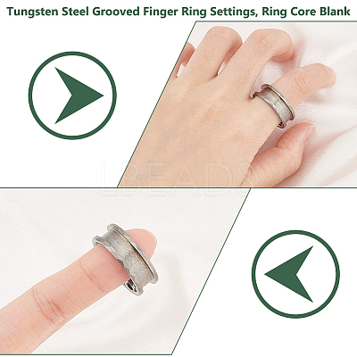 1Pc Tungsten Steel Grooved Finger Ring Settings RJEW-UN0002-93A-1