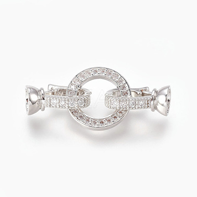 Brass Micro Pave Cubic Zirconia Fold Over Clasps KK-P164-14P-1