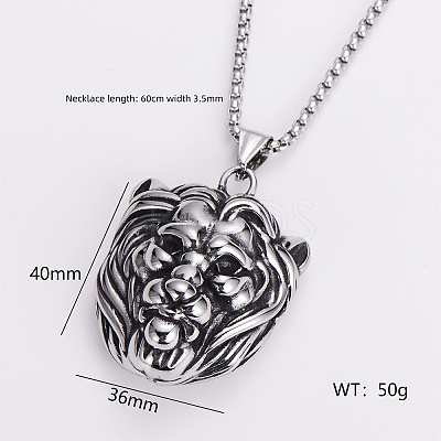 Gothic 316 Surgical Stainless Steel Pendant Box Chain Necklaces for Men ZF3615-6-1