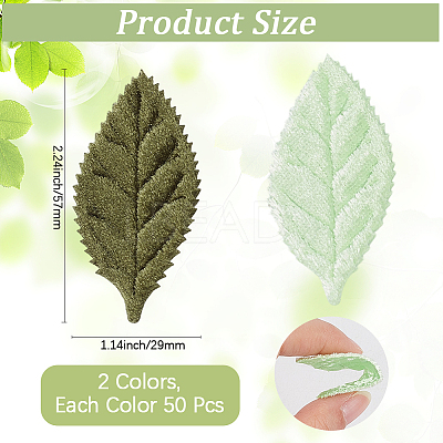 100Pcs 2 Colors Cloth Artificial Leaves AJEW-CY0002-82-1