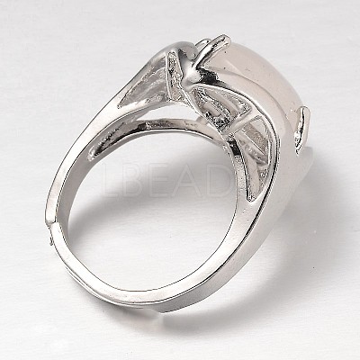 Teardrop Platinum Tone Brass Gemstone Adjustable Wide Band Rings RJEW-L062-02-1