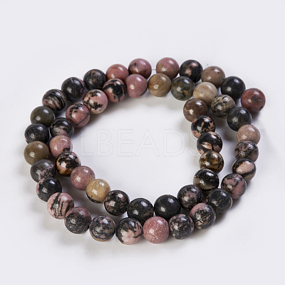 Natural Rhodonite Beads Strands G-K254-04-8mm-1