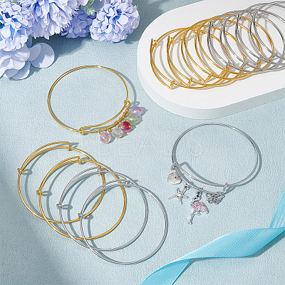 30Pcs 2 Colors Adjustable Iron Expandable Bangle Making BJEW-UN0001-63-1